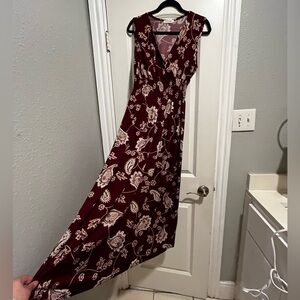 Jon & Anna Burgundy Floral Maxi Dress L